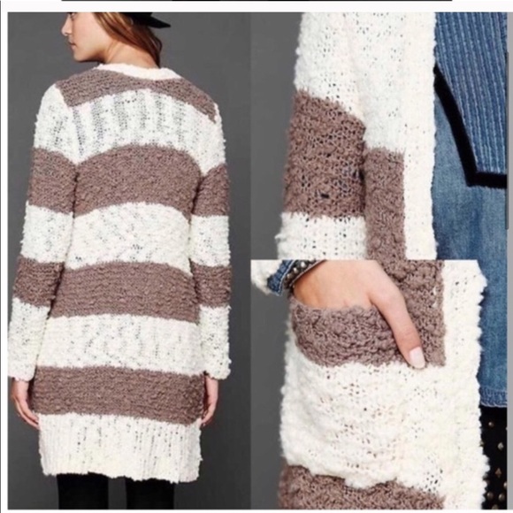 Free People Cuddle Bear Rugby Stripe Cardigan S - Picture 10 of 12